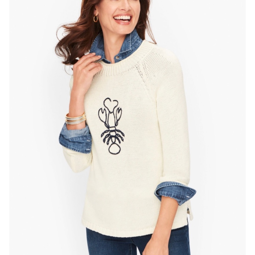 Talbots Lobster motif cotton sweater
